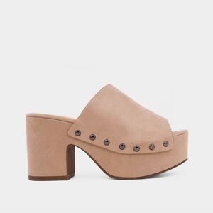 Suede Platform Mule Slide in Blush Pink Shu Shop